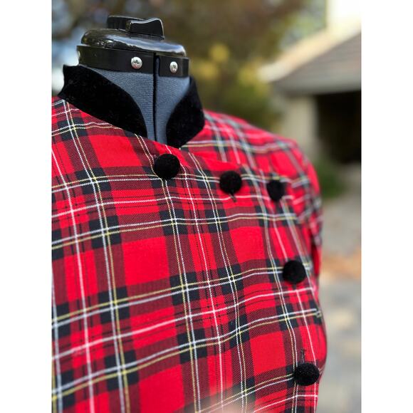 Vintage 90s Red Plaid Tartan Dress Christmas Holiday Party Grunge Preppy Punk - Picture 7 of 10